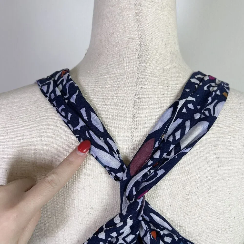 Anthropologie Edme and Esyllte‎ Dress Size Small Blue Tank Cross Back Boho Beach